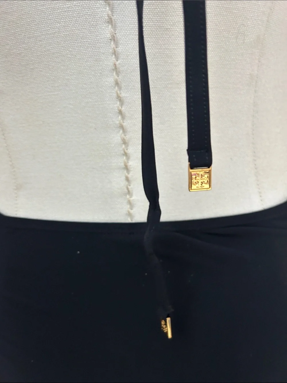 Tory Burch Black Plunge Halter One-Piece